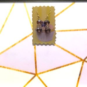 Purple & white crystals earrings, handmade by me✨.